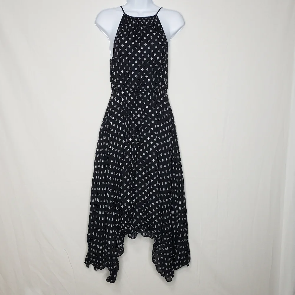 Joie Matalina Asymmetrical Silk Midi Dress Size S Fairy Grunge Black - Picture 3 of 14
